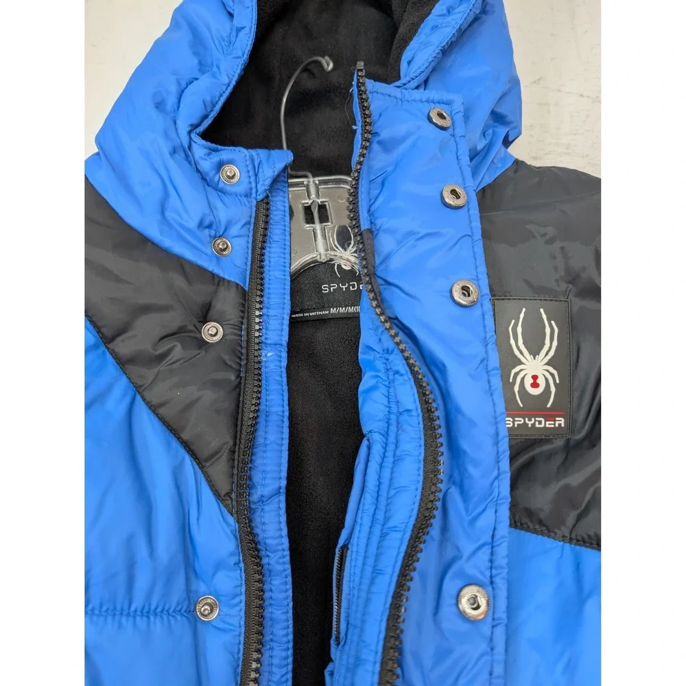 Spyder Hooded Puffer Coat Jacket Youth Boys Size M 10/12 Fleece Lined Winter
